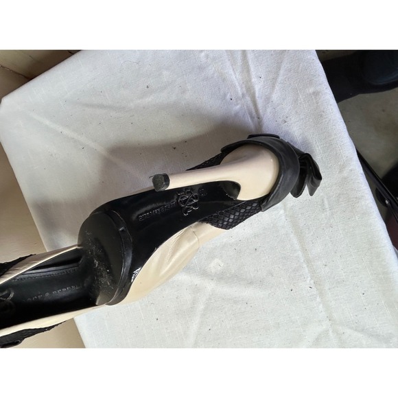 Rock & Republic Cream Black Bow Back Stiletto Heel Platform Pumps Leather Shoes - Picture 6 of 6